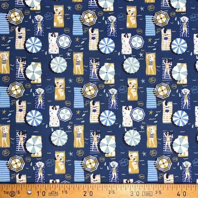 Tissu coton imprimé Bikini bleu Tissu coton imprimé Bikini bleu