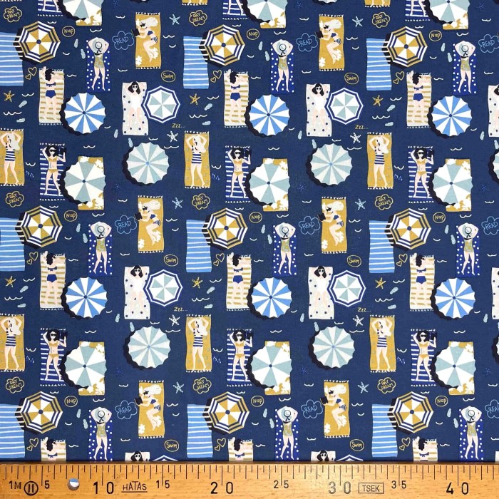 Tissu coton imprimé Bikini bleu Tissu coton imprimé Bikini bleu