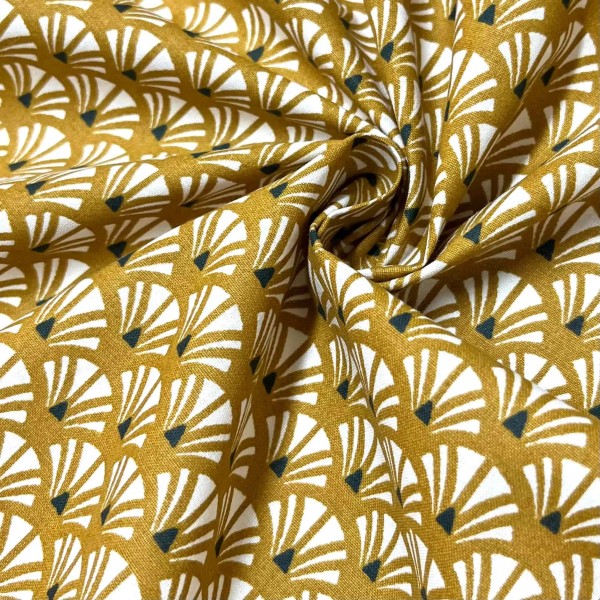 Tissu coton imprimé Yazo moutarde Tissu coton imprimé Yazo moutarde