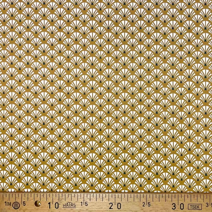 Tissu coton imprimé Yazo moutarde