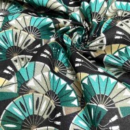 Tissu coton imprimé Ogi vert