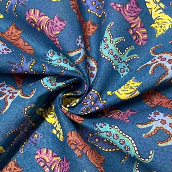 Tissu coton imprimé Rajah bleu Tissu coton imprimé Rajah bleu