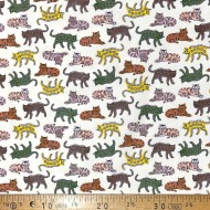 Tissu coton imprimé Rajah blanc multi couleurs