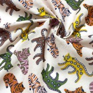 Tissu coton imprimé Rajah blanc multi couleurs