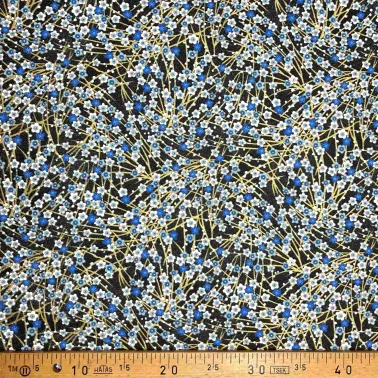 Tissu coton imprimé Japon peanut bleu