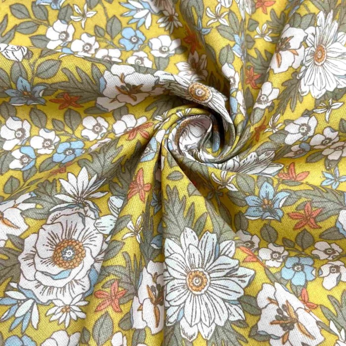 Tissu coton imprimé Lolita Jaune