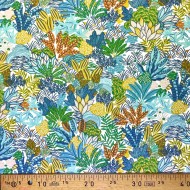 Tissu coton imprimé Hesperides aqua Tissu coton imprimé Hesperides aqua