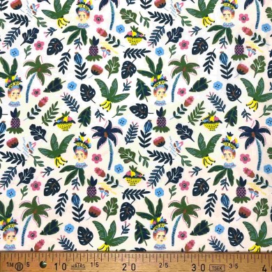 Tissu coton imprimé Chiquita nude multi couleurs Tissu coton imprimé Chiquita nude multi couleurs