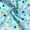 Tissu coton imprimé Amour bleu ciel
