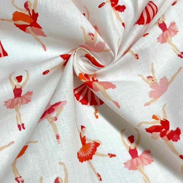 Tissu coton imprimé Danseuse rose Tissu coton imprimé Danseuse rose