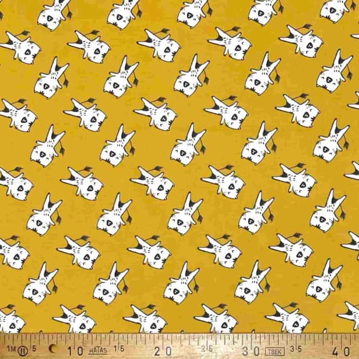 Tissu coton imprimé Wizy ocre jaune