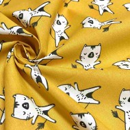 Tissu coton imprimé Wizy ocre jaune