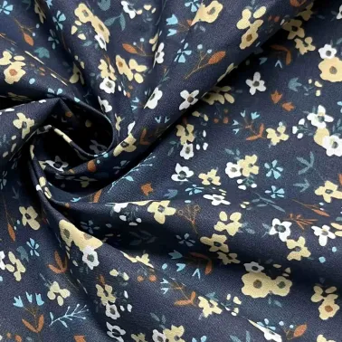 Tissu coton imprimé Erika bleu multi couleurs