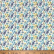 Tissu coton imprimé Dozy bleu multi couleurs