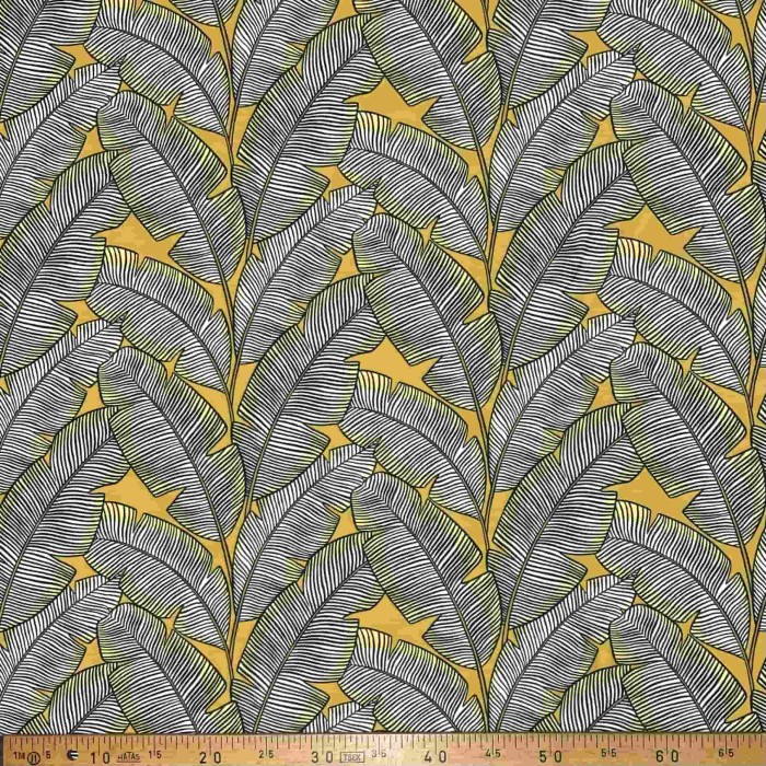 Toile outdoor déperlante grande feuille jaune