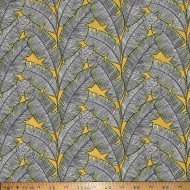 Toile outdoor déperlante grande feuille jaune