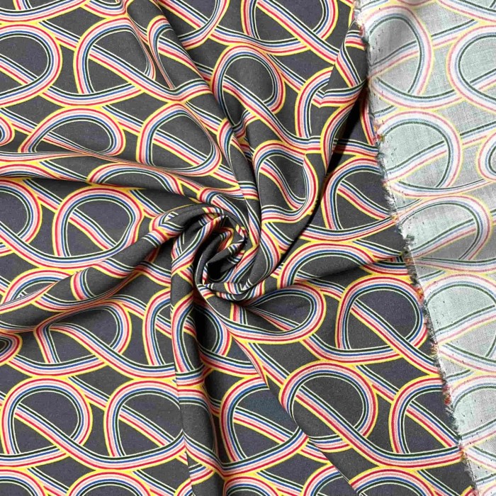 Tissu viscose Arc en ciel gris