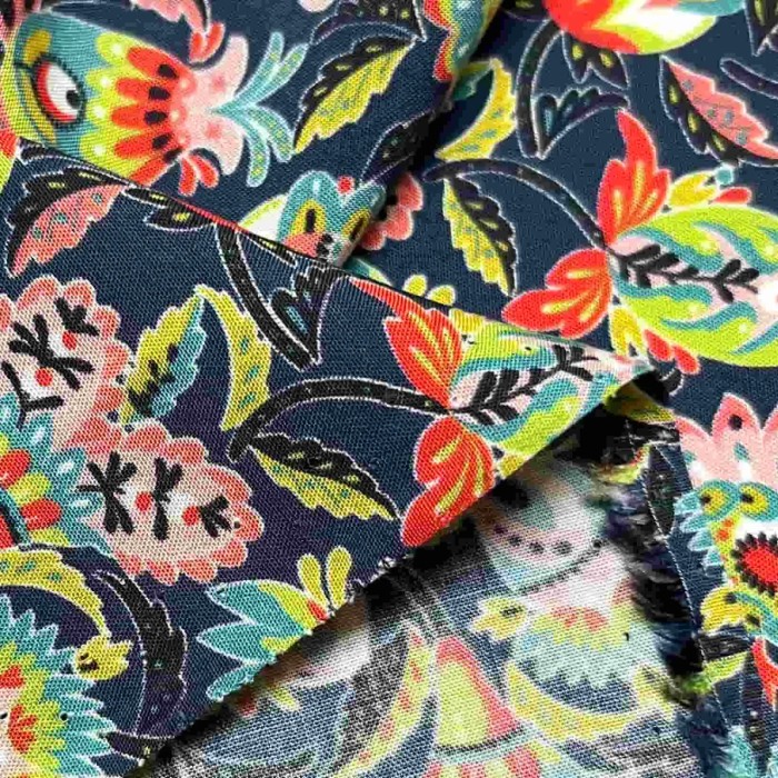 Tissu viscose India océan pink