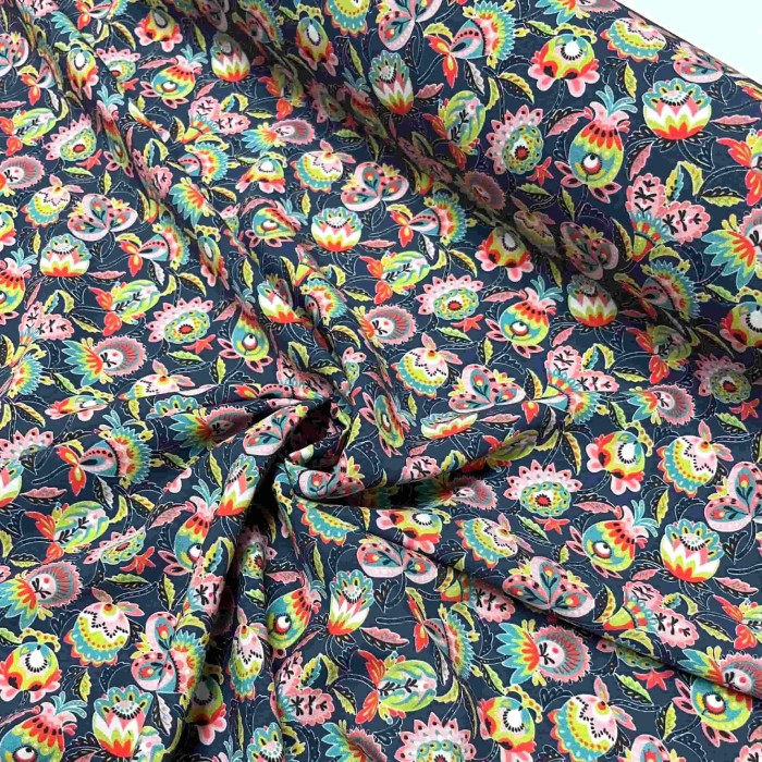 Tissu viscose India océan pink