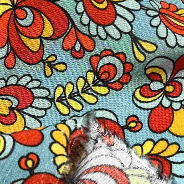 Tissu viscose Flower power/ grey blue Tissu viscose Flower power/ grey blue