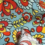 Tissu viscose Flower power/ grey blue Tissu viscose Flower power/ grey blue