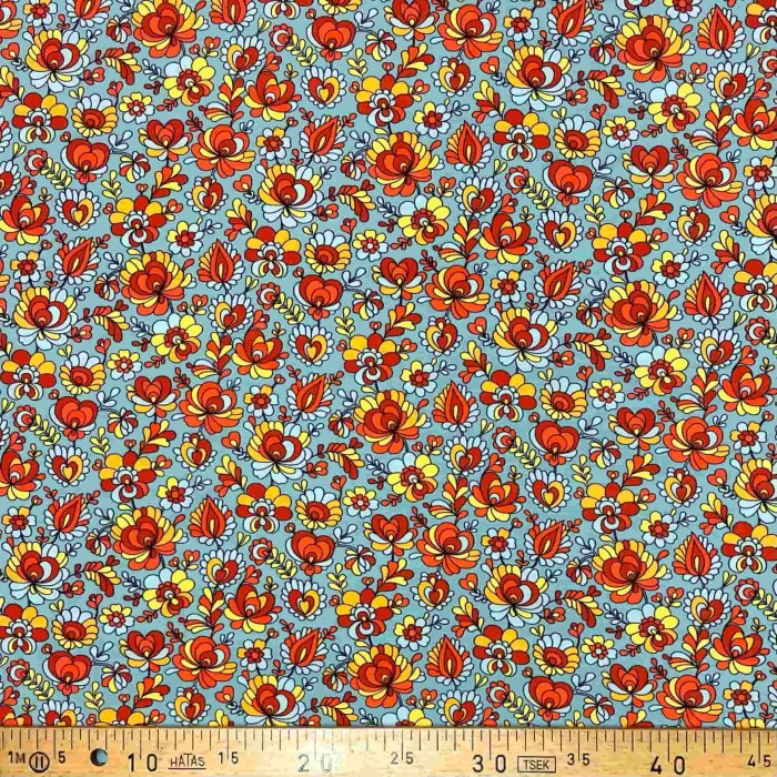 Tissu viscose Flower power/ grey blue Tissu viscose Flower power/ grey blue