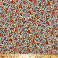 Tissu viscose Flower power/ grey blue Tissu viscose Flower power/ grey blue