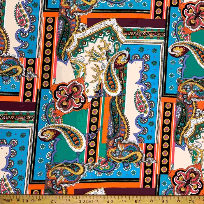 Tissu viscose Donatella Multico-orange