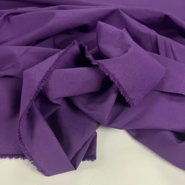 Tissu popeline de coton violet uni
