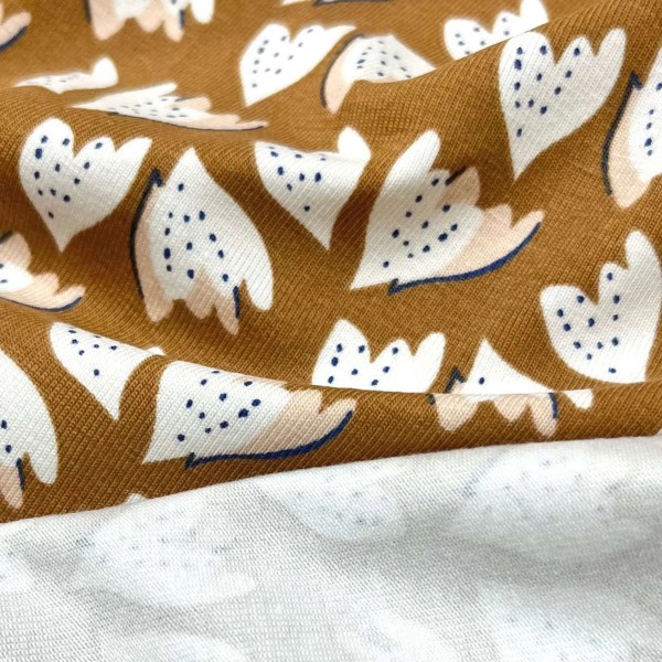 Tissu jersey coton élasthanne Ziggy caramel Tissu jersey coton élasthanne Ziggy caramel