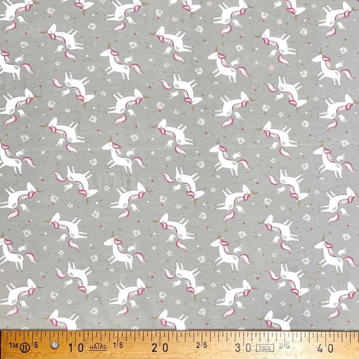 Tissu jersey coton élasthanne Licorne Gris