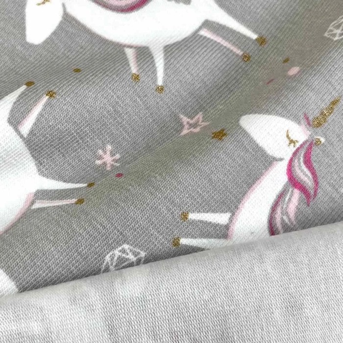 Tissu jersey coton élasthanne Licorne Gris