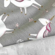 Tissu jersey coton élasthanne Licorne Gris