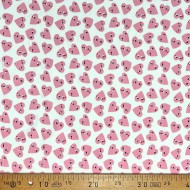Tissu jersey coton élasthanne Coeur blanc rose Tissu jersey coton élasthanne Coeur blanc rose