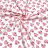 Tissu jersey coton élasthanne Coeur blanc rose Tissu jersey coton élasthanne Coeur blanc rose
