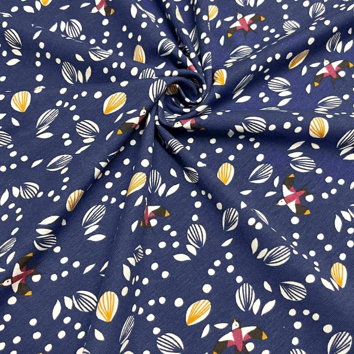 Tissu jersey coton élasthanne Jolhiro bleu marine Tissu jersey coton élasthanne Jolhiro bleu marine