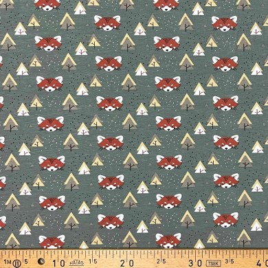 Tissu jersey coton élasthanne Renard vert kaki