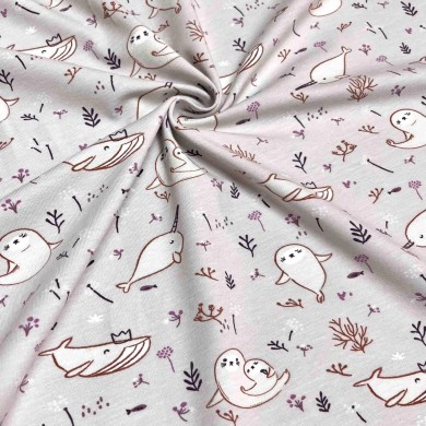 Tissu jersey coton élasthanne Walina/ phoque gris