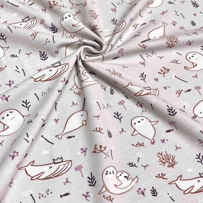 Tissu jersey coton élasthanne Walina/ phoque gris