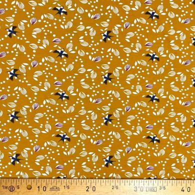 Tissu jersey coton élasthanne Jolhiro moutarde Tissu jersey coton élasthanne Jolhiro moutarde