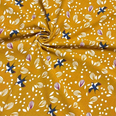 Tissu jersey coton élasthanne Jolhiro moutarde Tissu jersey coton élasthanne Jolhiro moutarde