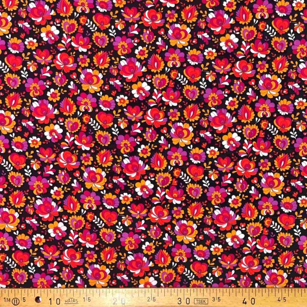 Tissu viscose fleurs power noir Tissu viscose fleurs power noir