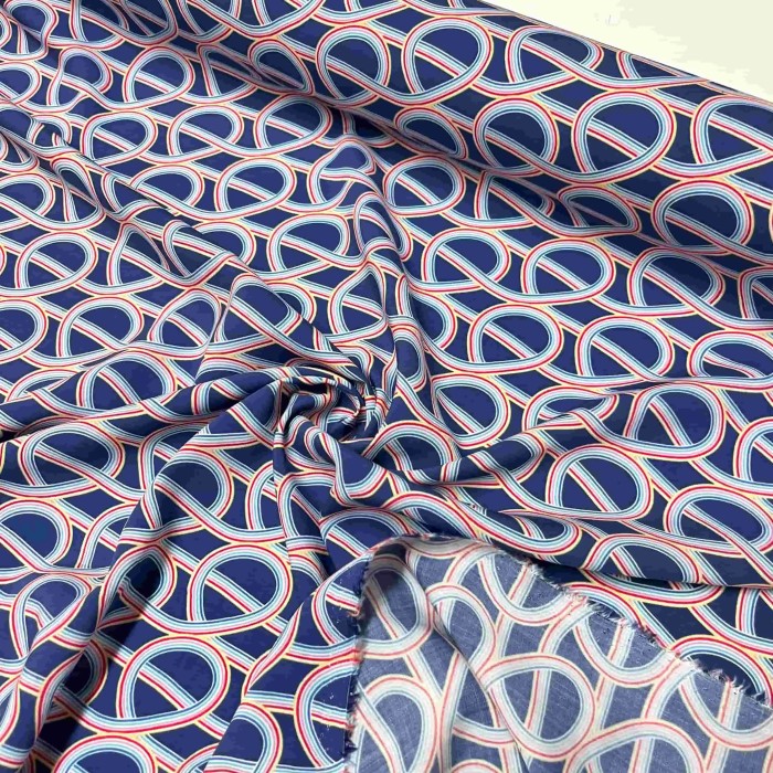 Tissu viscose Arc en ciel bleu