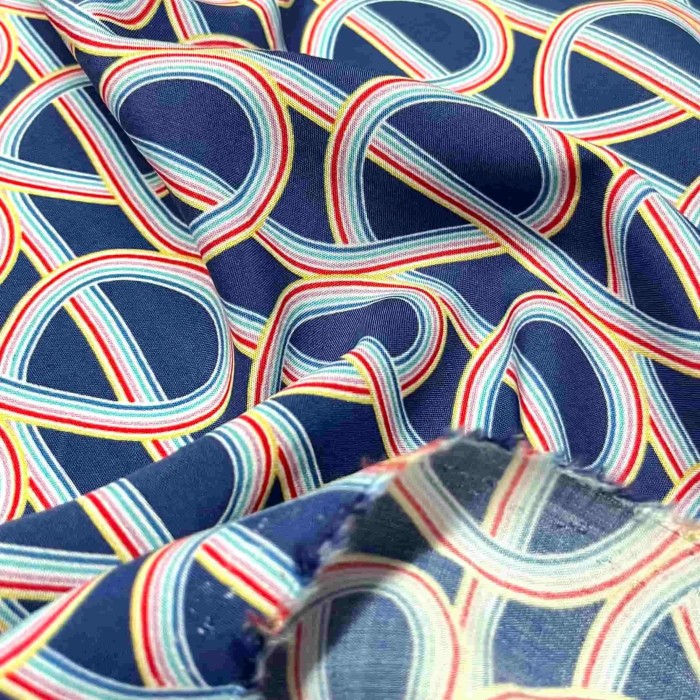 Tissu viscose Arc en ciel bleu