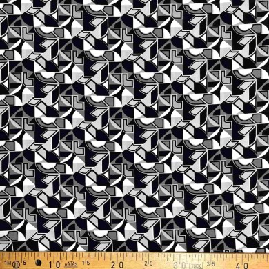 Tissu viscose Prado noir blanc