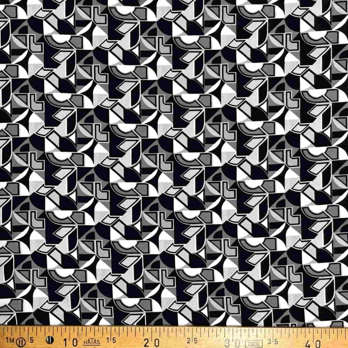 Tissu viscose Prado noir blanc Tissu viscose Prado noir blanc
