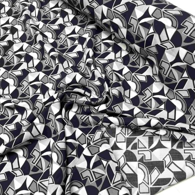 Tissu viscose Prado noir blanc