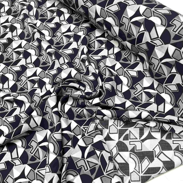 Tissu viscose Prado noir blanc Tissu viscose Prado noir blanc