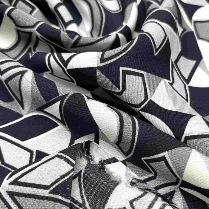 Tissu viscose Prado noir blanc Tissu viscose Prado noir blanc
