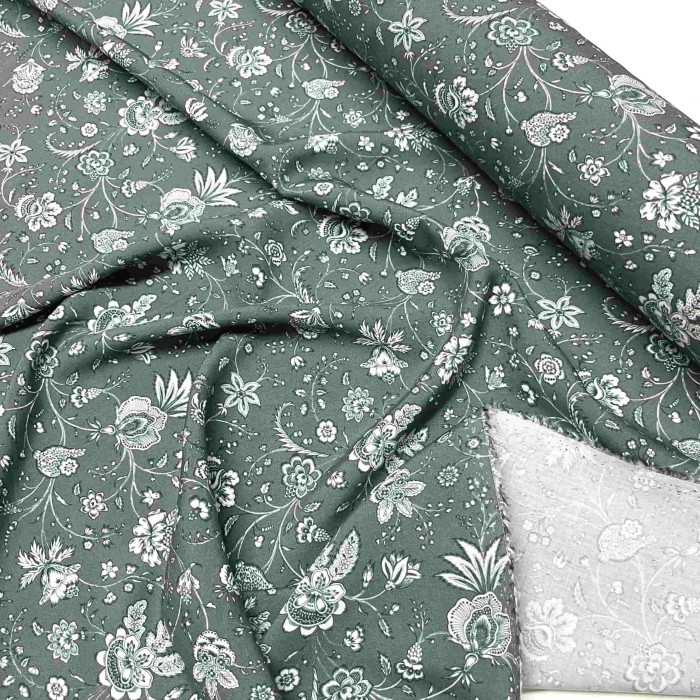 Tissu viscose Sari vert kaki